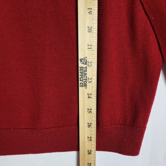 Turnbury Merino Wool Sweater Men's Large Red V Neck Warm Cabincore Preppy - Picture 4 of 5